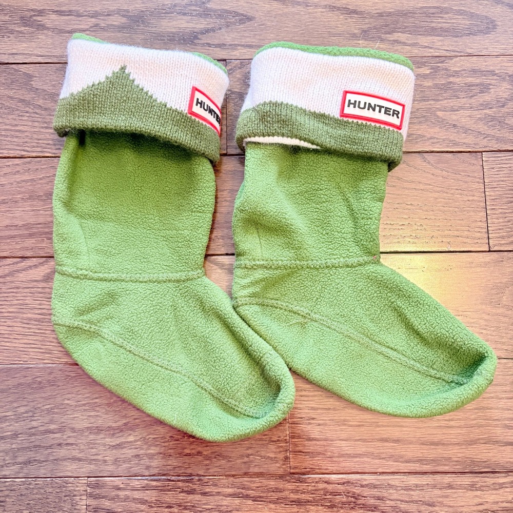 Hunter Kids Fleece Boot Liners Socks‎ Green SZ M UK 10-12 EU 28-31 US K11-13